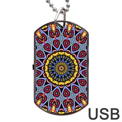 Kaleidoscope Mandala Colorful Dog Tag Usb Flash (two Sides) by Wegoenart