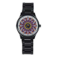 Kaleidoscope Mandala Colorful Stainless Steel Round Watch