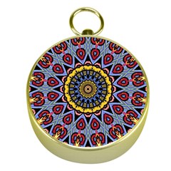 Kaleidoscope Mandala Colorful Gold Compasses by Wegoenart