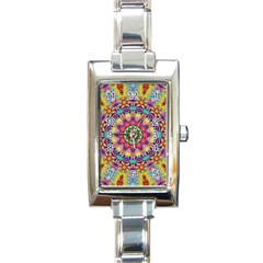 Rosette Mandala Ornament Wallpaper Rectangle Italian Charm Watch by Wegoenart