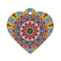 Rosette Mandala Ornament Wallpaper Dog Tag Heart (two Sides) by Wegoenart