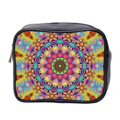 Rosette Mandala Ornament Wallpaper Mini Toiletries Bag (two Sides) by Wegoenart