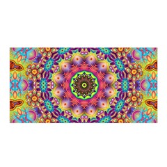 Rosette Mandala Ornament Wallpaper Satin Wrap 35  X 70  by Wegoenart