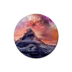 Mountain Cosmos Universe Nature Rubber Coaster (round)