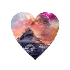 Mountain Cosmos Universe Nature Heart Magnet by Wegoenart