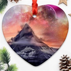 Mountain Cosmos Universe Nature Heart Ornament (two Sides)