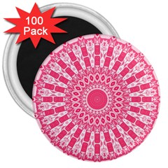 Mandala Pink Abstract 3  Magnets (100 Pack) by Wegoenart