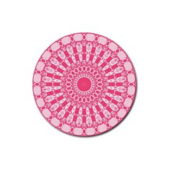 Mandala Pink Abstract Rubber Coaster (round)