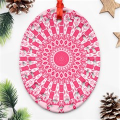 Mandala Pink Abstract Oval Filigree Ornament (two Sides) by Wegoenart