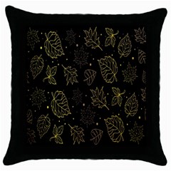 Leaves-01 Throw Pillow Case (black) by nateshop