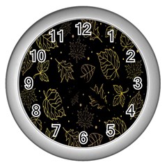 Leaves-01 Wall Clock (silver) by nateshop