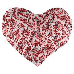 Merry-christmas Large 19  Premium Flano Heart Shape Cushions by nateshop