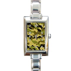 Army Camouflage Texture Rectangle Italian Charm Watch by nateshop