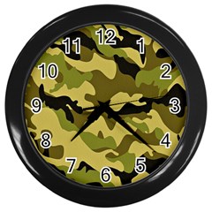 Army Camouflage Texture Wall Clock (black) by nateshop