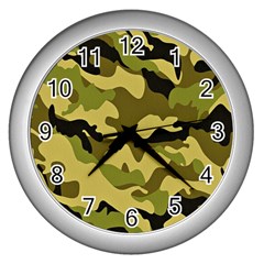 Army Camouflage Texture Wall Clock (silver) by nateshop