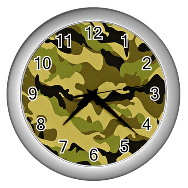 Army Camouflage Texture Wall Clock (Silver)