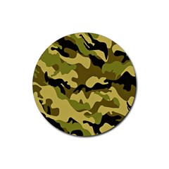 Army Camouflage Texture Rubber Round Coaster (4 Pack) by nateshop