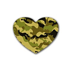 Army Camouflage Texture Rubber Heart Coaster (4 Pack) by nateshop