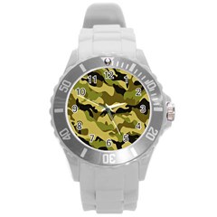 Army Camouflage Texture Round Plastic Sport Watch (l) by nateshop