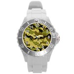 Army Camouflage Texture Round Plastic Sport Watch (L) Front