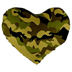 Army Camouflage Texture Large 19  Premium Heart Shape Cushions by nateshop