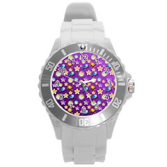 Pattern Round Plastic Sport Watch (l) by nateshop