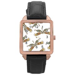 Pattern-35 Rose Gold Leather Watch  by nateshop