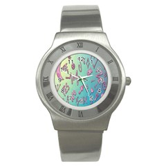 Pink Yes Bacground Stainless Steel Watch by nateshop