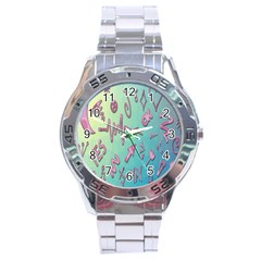 Pink Yes Bacground Stainless Steel Analogue Watch by nateshop