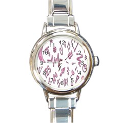 Pink Round Italian Charm Watch by nateshop