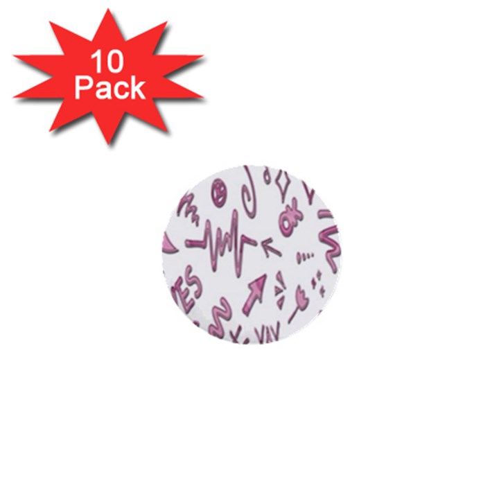 Pink 1  Mini Buttons (10 pack) 