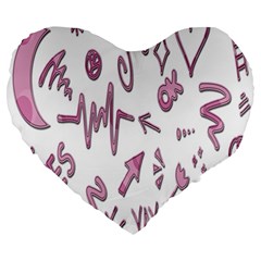 Pink Large 19  Premium Heart Shape Cushions by nateshop