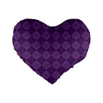 Purple Standard 16  Premium Flano Heart Shape Cushions Front