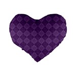 Purple Standard 16  Premium Flano Heart Shape Cushions Back