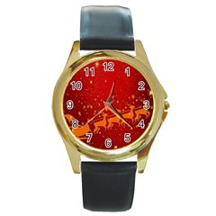 Santa Round Gold Metal Watch by nateshop