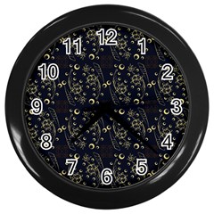 Seamless-pattern Wall Clock (black) by nateshop