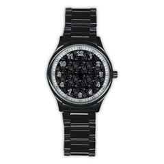 Seamless-pattern Stainless Steel Round Watch