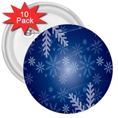 Snowflakes 3  Buttons (10 Pack)  by nateshop