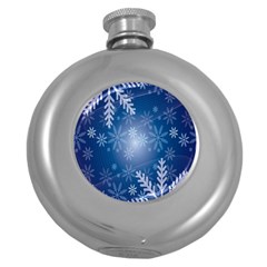 Snowflakes Round Hip Flask (5 Oz) by nateshop