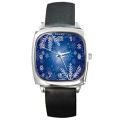 Snowflakes Square Metal Watch by nateshop