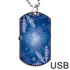 Snowflakes Dog Tag Usb Flash (one Side) by nateshop