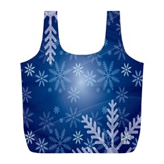 Snowflakes Full Print Recycle Bag (l) by nateshop