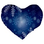 Snowflakes Large 19  Premium Flano Heart Shape Cushions Front