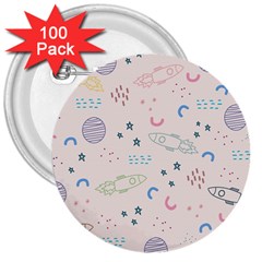 Space 3  Buttons (100 Pack)  by nateshop