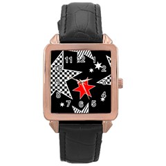 Stars Rose Gold Leather Watch  by nateshop