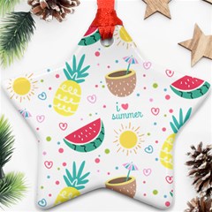 Pineapple And Watermelon Summer Fruit Ornament (star)