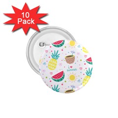 Pineapple And Watermelon Summer Fruit 1 75  Buttons (10 Pack)