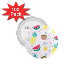 Pineapple And Watermelon Summer Fruit 1 75  Buttons (100 Pack) 