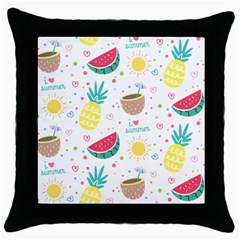 Pineapple And Watermelon Summer Fruit Throw Pillow Case (black)