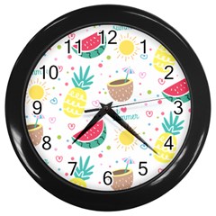 Pineapple And Watermelon Summer Fruit Wall Clock (black)